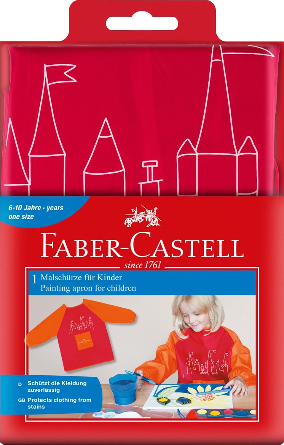 Faber Castell Malschürze mit Ärmel für Kinder 6-10 Jahre rot