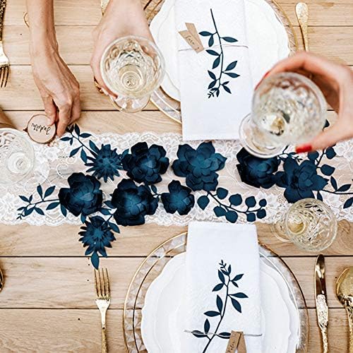 PartyDeco Hochzeitsdeko Tischdekoration Blätter inklusive Schildchen 6er Set Navy Blue