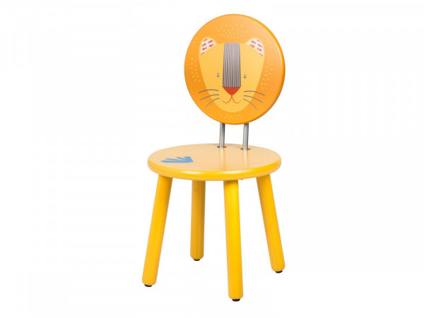 Moulin Roty Kinder-Stuhl aus Holz Les Papoum Löwe Orange